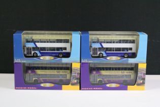 Four boxed 1/76 scale Creative Masters diecast model buses to include 2 x Ukbus1005 The Queen's