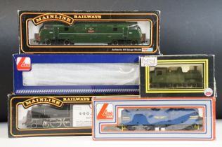 Five boxed OO gauge locomotives to include 2 x Palitoy Mainline (37-074 4-6-0 Jubilee Class 5XP