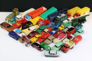 Around 50 Mid 20th C play worn mainly Dinky diecast models to include Heinz 'Ketchup' Bedford, Heinz