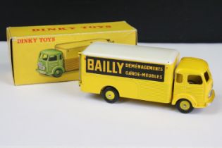 Boxed French Dinky 33AN Demenageur Simca 'CARGO' Bailly Van diecast model with yellow body and