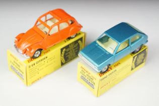 Two boxed French Dinky diecast models to include 011500 2CV Citroen in orange with white interior