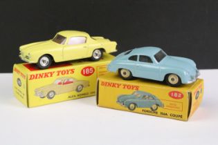 Two boxed Dinky diecast models to include 185 Alfa Romeo 1900 Super Sprint in yellow with red