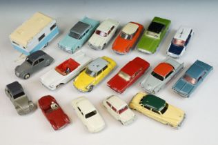 17 French Mid 20th C play worn Dinky diecast models to include Break Simca 1500 54 GLS 'Police',