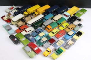 46 French Mid 20th C Dinky diecast models to include 25D Citroen 2CV, 250 Citroen 1200K, 25B Peugeot