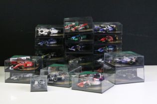 20 Cased Heritage Formula 1 diecast model cars plus a Heritage Classics Damon Hill helmet, all