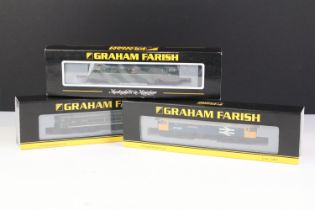 Three cased Graham Farish by Bachmann N gauge locomotives to include 372-240 Class 47 Diesel 47535