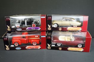 Four boxed 1/18 scale Road Signature diecast models to include Cadillac 1958 Eldorado Biarritz,