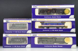Five cased Dapol N gauge locomotives to include ND-062A Ivatt Locomotive LMS 120, ND006 CI.73 South