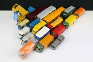 18 Mid 20th C play worn Dinky diecast mainly commercial models featuring French & British examples