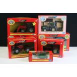 Seven boxed Britains 1/32 scale Authentic Farm diecast models to include 09593 Wright Rain