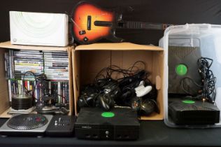 Retro Gaming - Collection of Xbox consoles to include 3 x Xbox Original consoles with 8 x original