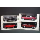 Four boxed 1/18 scale Signature Models diecast models to include 1936 Pontiac Deluxe, 1950