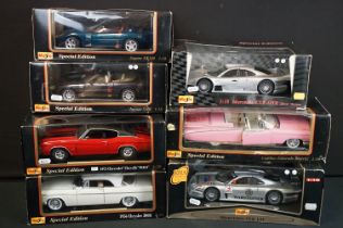 Seven boxed 1/18 scale Maisto diecast models to include 6 x Special Edition models featuring