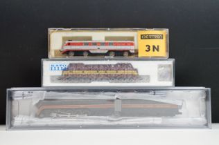 Three cased N gauge locomotives to include Spectrum from Bachmann 82155 4-8-4 Class J Steam Loco