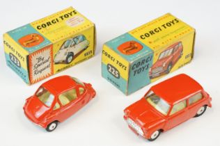 Two boxed Corgi diecast models to include 233 By Special Request Heinkel Economy Car in red and