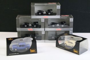 Seven cased 1/43 diecast models to include 5 x Vitesse Quartzo QLM040 Jaguar D Type, 2 x Ixo