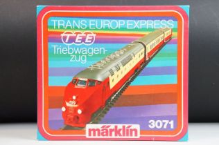 Boxed Marklin HO gauge 3071 Trans Europ Express TEE Triebwagen-zug train pack, complete