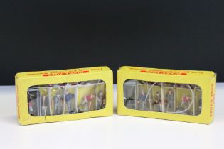 Two boxed Dinky 010 Road Maintenance Personnel figure sets, appearing to be complete other than