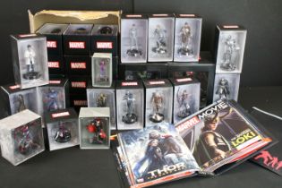 30 Boxed Eaglemoss Marvel superhero painted metal models to include 2 x files of related