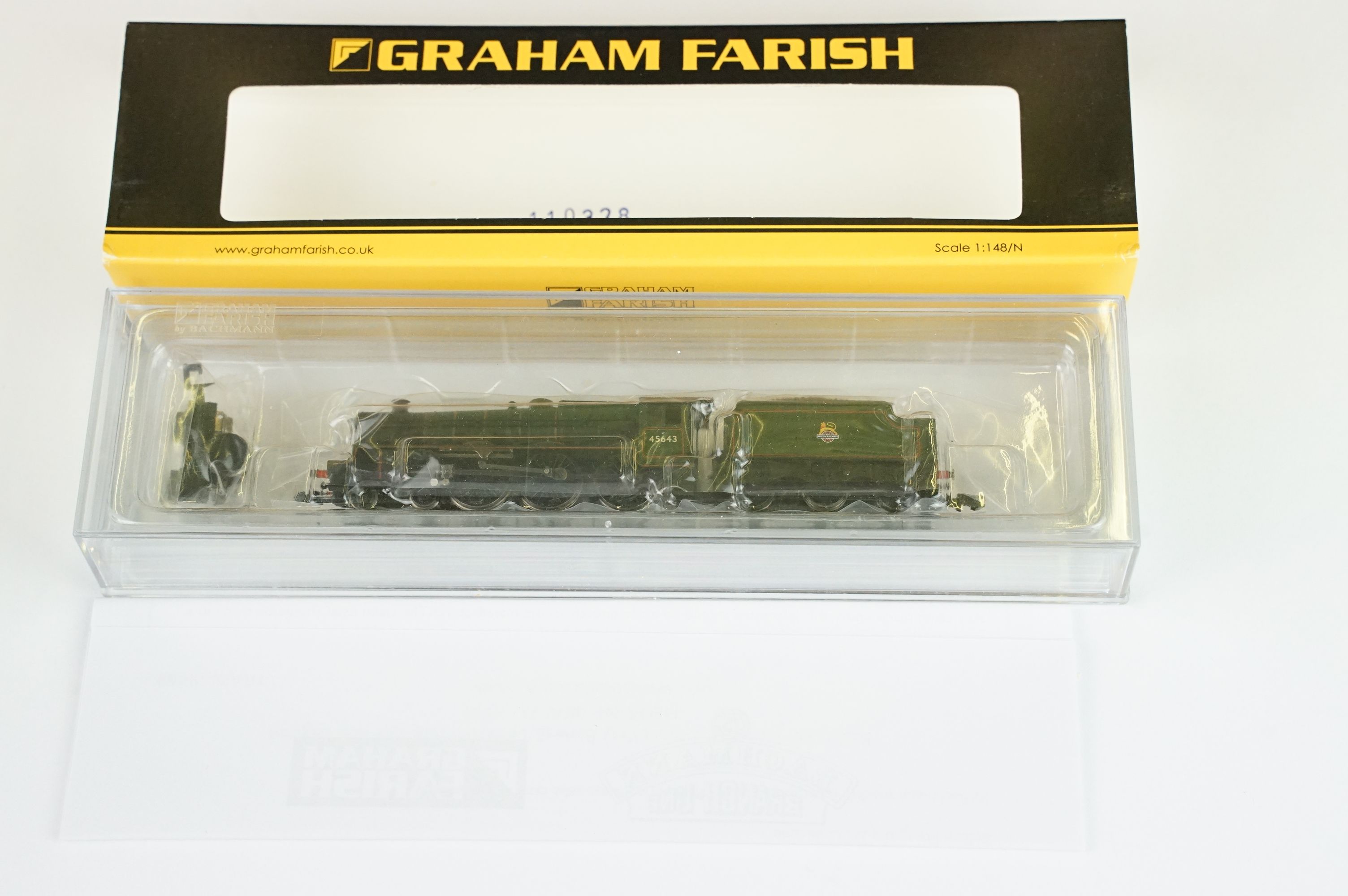 Three cased Graham Farish by Bachmann N gauge locomotives to include 372-478 Jubilee Class 45698 - Image 6 of 8