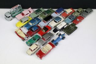 24 French Mid 20th C Dinky diecast models to include 33 Simca Cargo, 24E Jaguar, 24A Chrysler etc