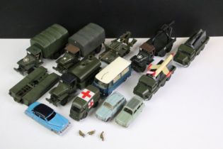 12 Mid 20th C French Dinky diecast models to include military models featuring 2 x 809 GMC Covered