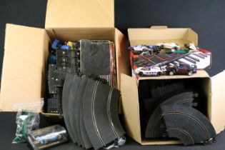 Collection of Scalextric to include 20 x Slot cars in varying conditions along with various track