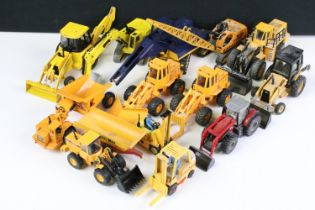 Collection of 14 construction related diecast models to include examples from Joal, Matchbox,