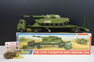 Boxed Dinky 616 military set AEC Arctic Transporter With Chieftain Tank diecast model in military