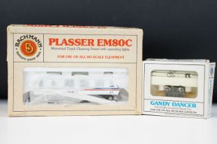 Two boxed Bachmann 5 locomotives to include Gandy Dancer and Plasser EM80C
