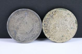 A British King George V 1929 silver wreath crown coin together with a 1937 crown coin.