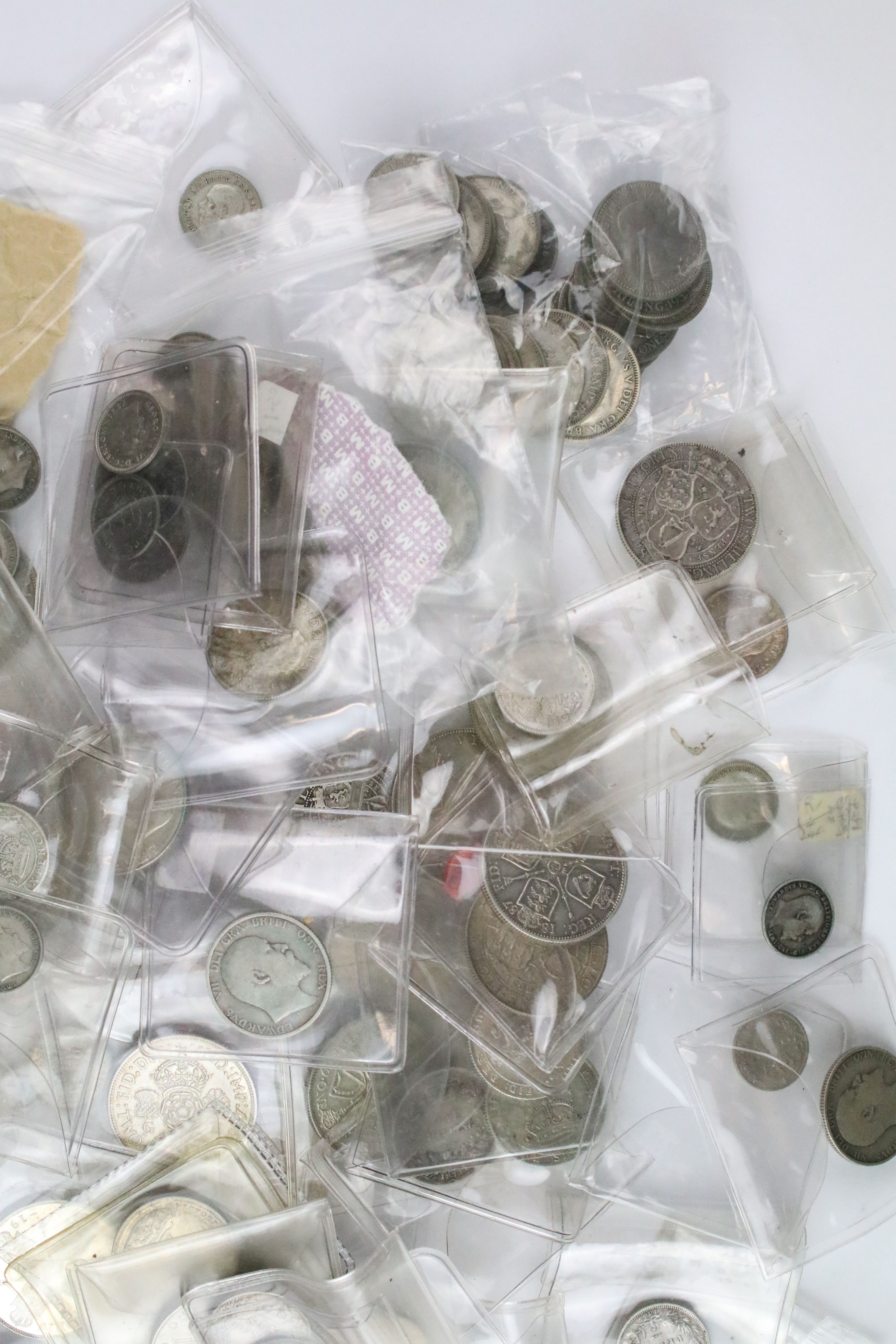 A collection of British pre decimal silver pre 1947 and pre 1920 coins to include threepence, - Image 2 of 7