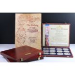 A good quantity of proof like collectors coins within three wooden display boxes together with '