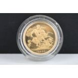 A British Queen Elizabeth II 1980 gold full sovereign coin.