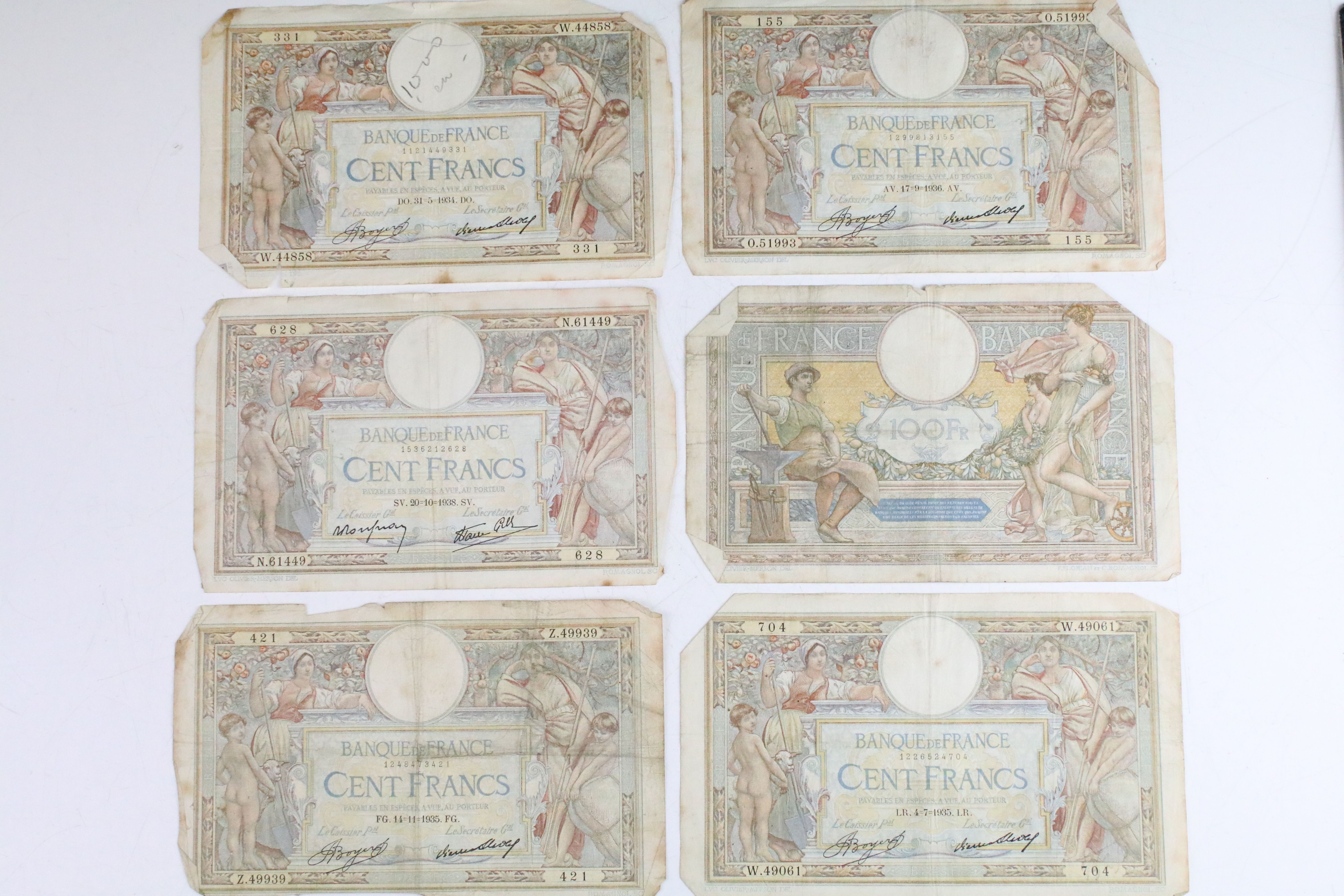 A collection of early to mid 20th century European banknotes to include French and Italian examples. - Image 6 of 10
