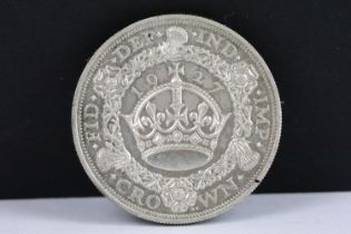 A British King George V 1927 silver Wreath Crown coin.