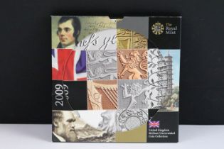 A British Royal Mint brilliant uncirculated 2009 coin set to include the Kew Gardens 50p coin.