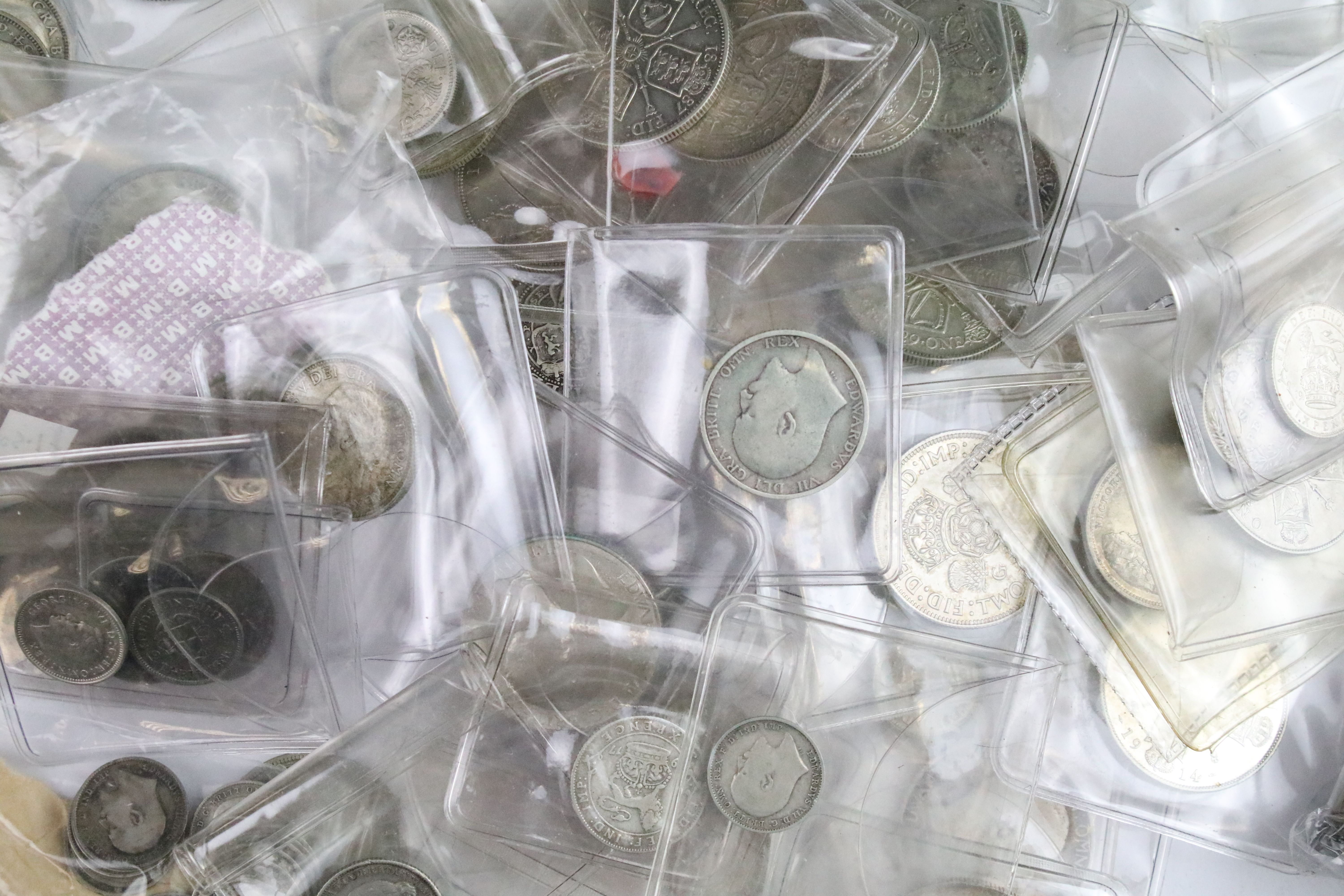 A collection of British pre decimal silver pre 1947 and pre 1920 coins to include threepence, - Image 7 of 7