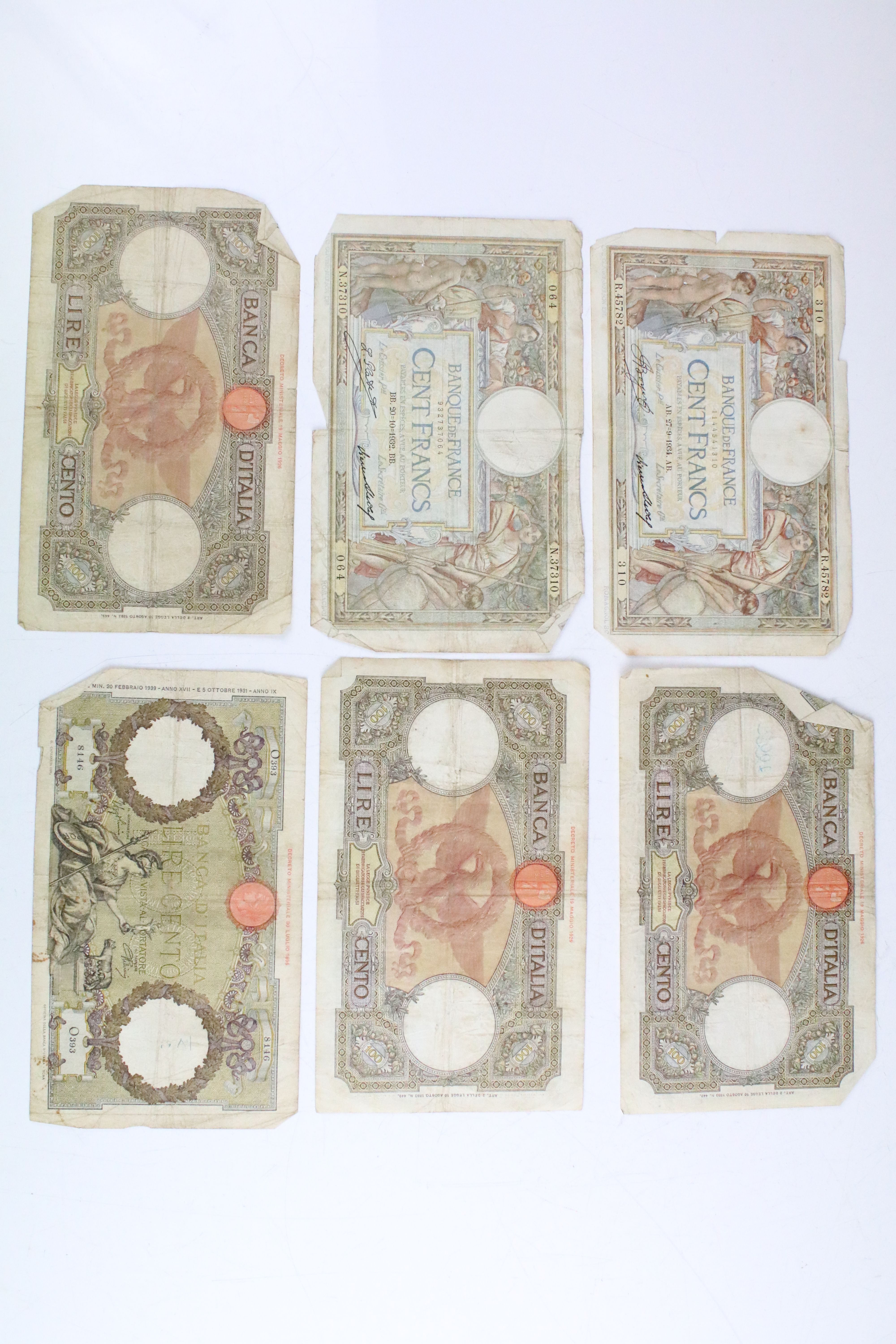 A collection of early to mid 20th century European banknotes to include French and Italian examples. - Image 7 of 10