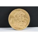 A British King George V 1912 full gold sovereign coin.