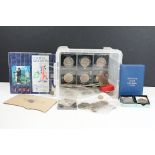A small collection of British pre decimal and world coins to include silver examples together with a