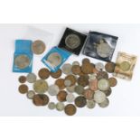 A small collection of British decimal and pre decimal coins to include Queen Victoria silver