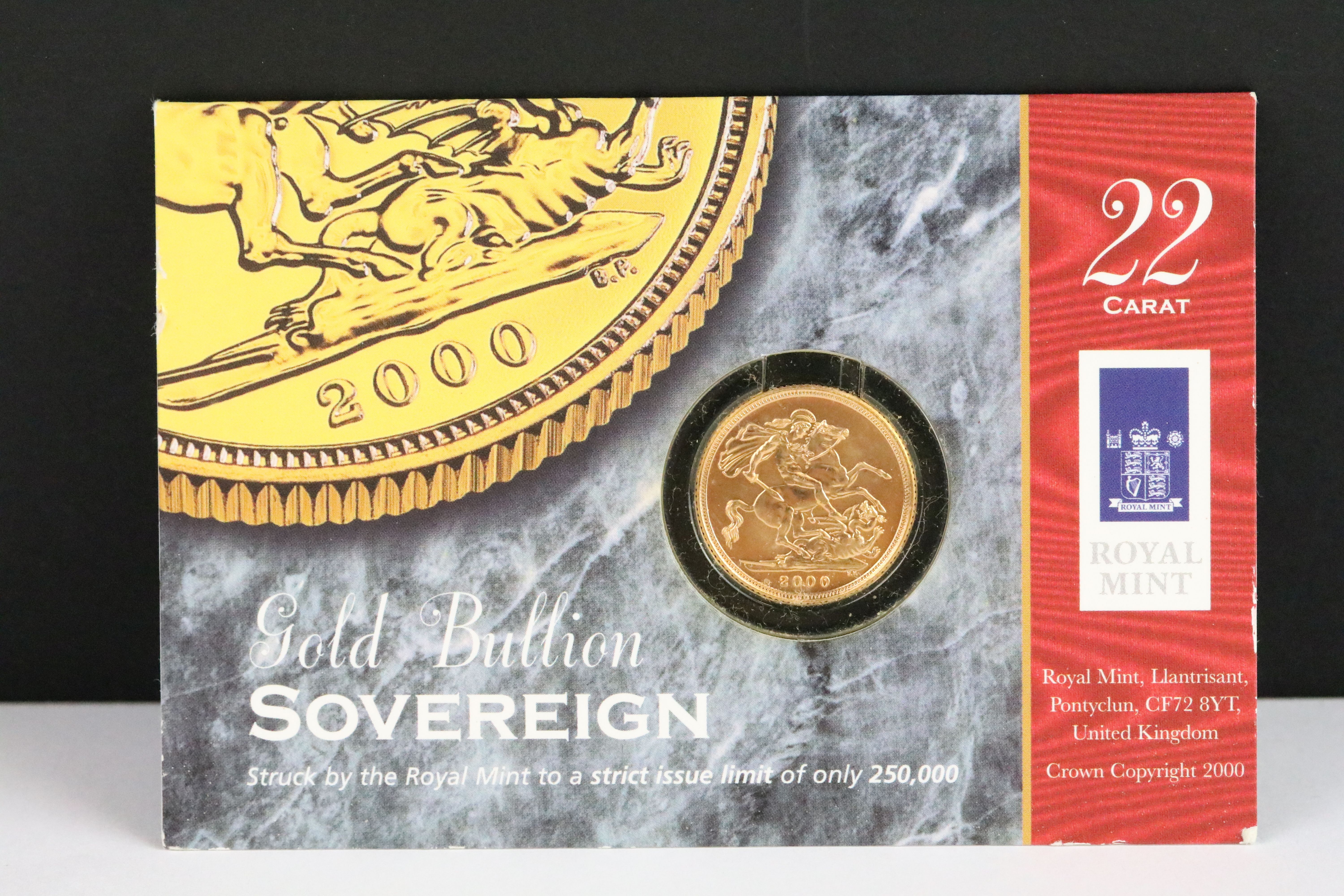 A British Royal Mint Queen Elizabeth II uncirculated 2000 gold full sovereign coin within original