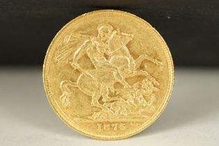 A British Queen Victoria 1876 gold full sovereign coin.