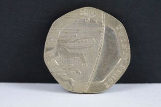 A British decimal circulated scarce 2008 undated 20p coin.
