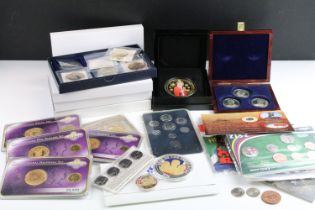 A collection of mixed coins to include uncirculated coin sets, proof like collectors coins and