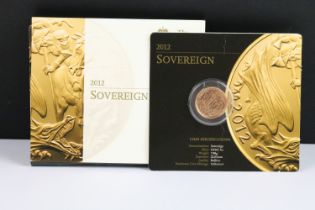 A British Royal Mint Queen Elizabeth II uncirculated 2012 gold full sovereign coin within original