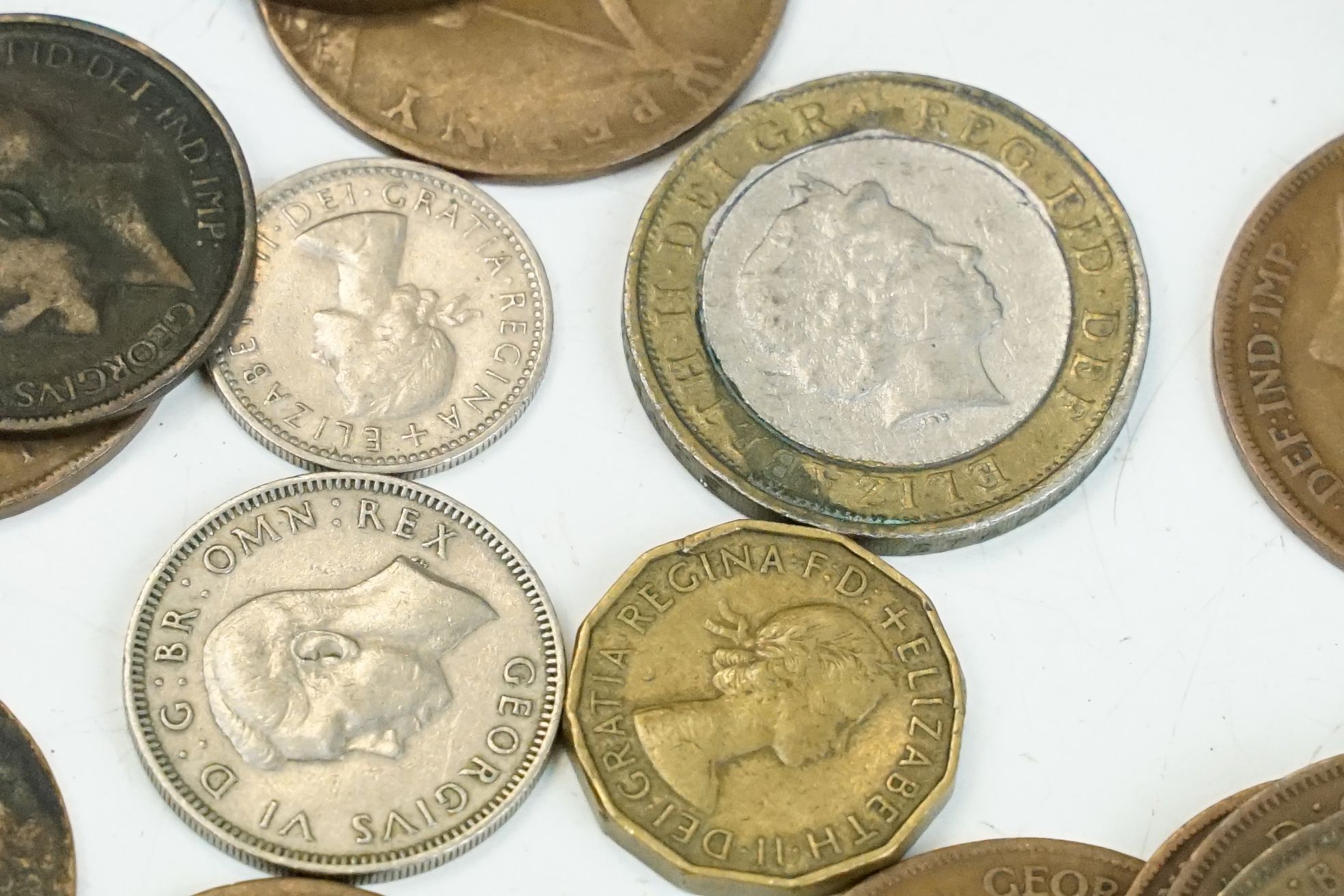 A large collection of British pre decimal coins to include pennies, half pennies, threepences, - Image 6 of 6