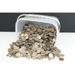 A large collection of British pre decimal coins to include pennies, half pennies, sixpences,