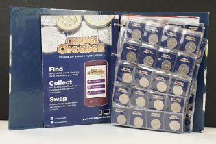 A collection of British decimal collectable £2, £1 and 50p coins contained within a change checker